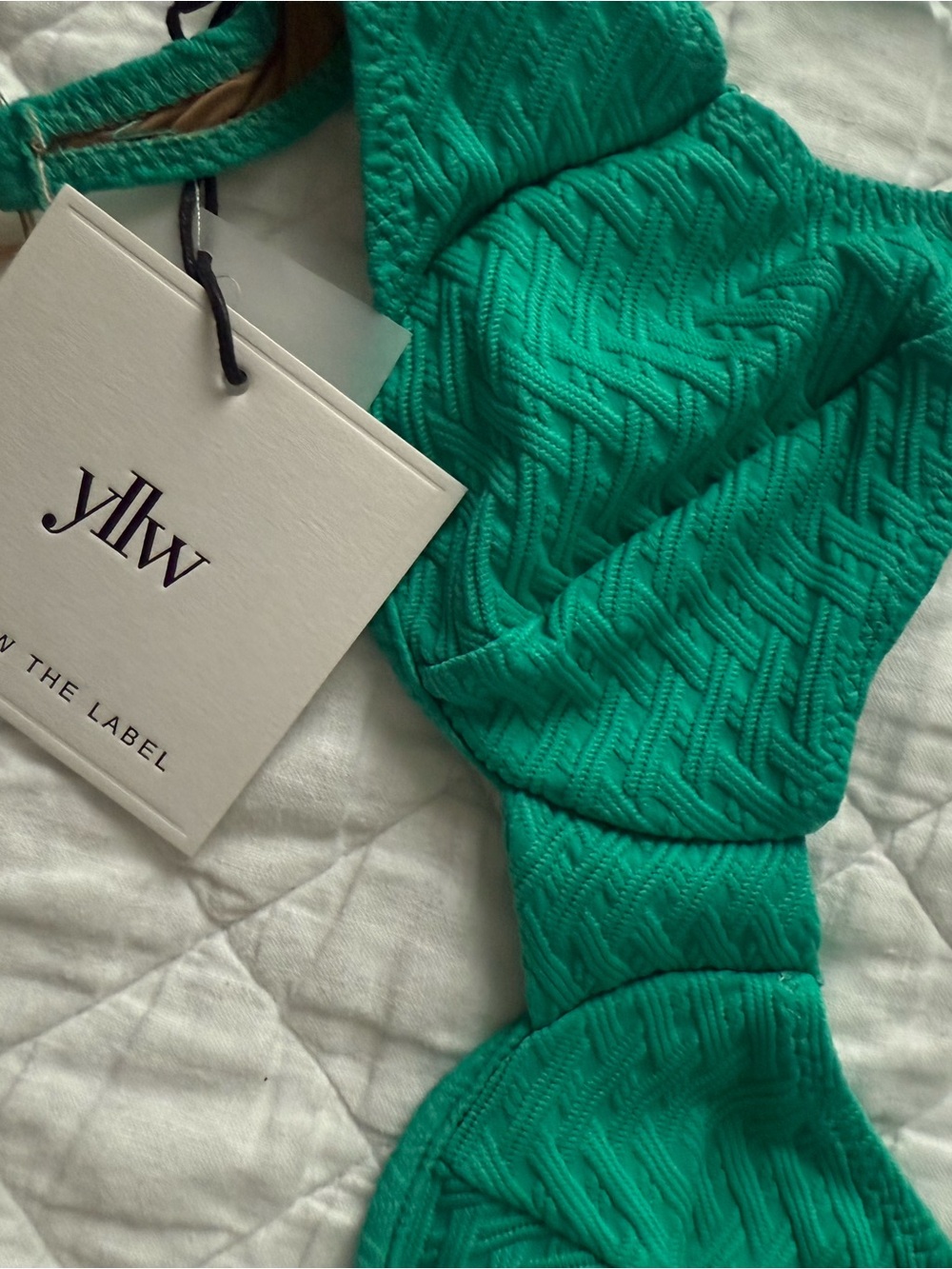 Textured Green Bandeau Bikini - Emerald